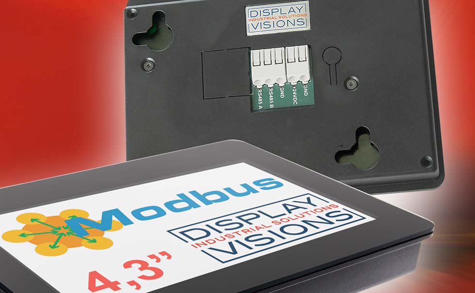 Modbus HMI with touch in a housing for the wall